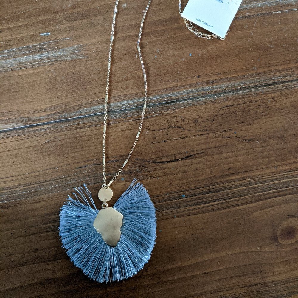Bohemian Gray Tassel Necklace